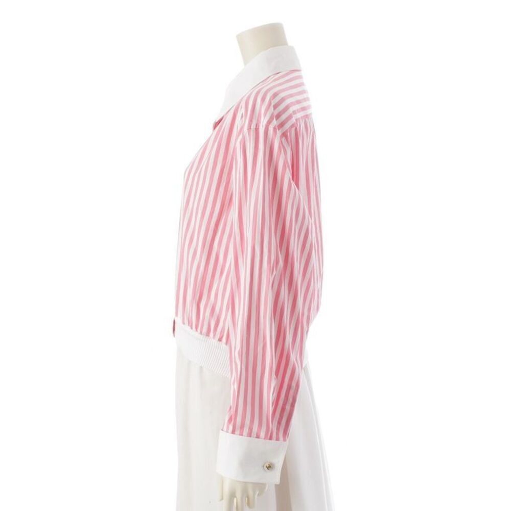Chanel Coco Button Cropped Striped Pattern Shirt … - image 3